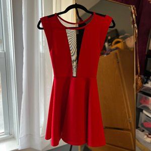 Backless Red & Black Cocktail Dress